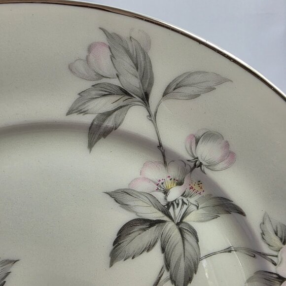 TWO Manor House Spring Glory Dinner Plates Pink & White Floral Gray Leaves - Picture 11 of 16